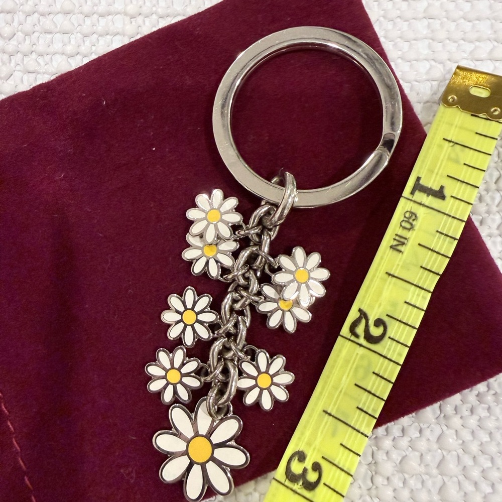 Coach Silver and White Daisy Keychain